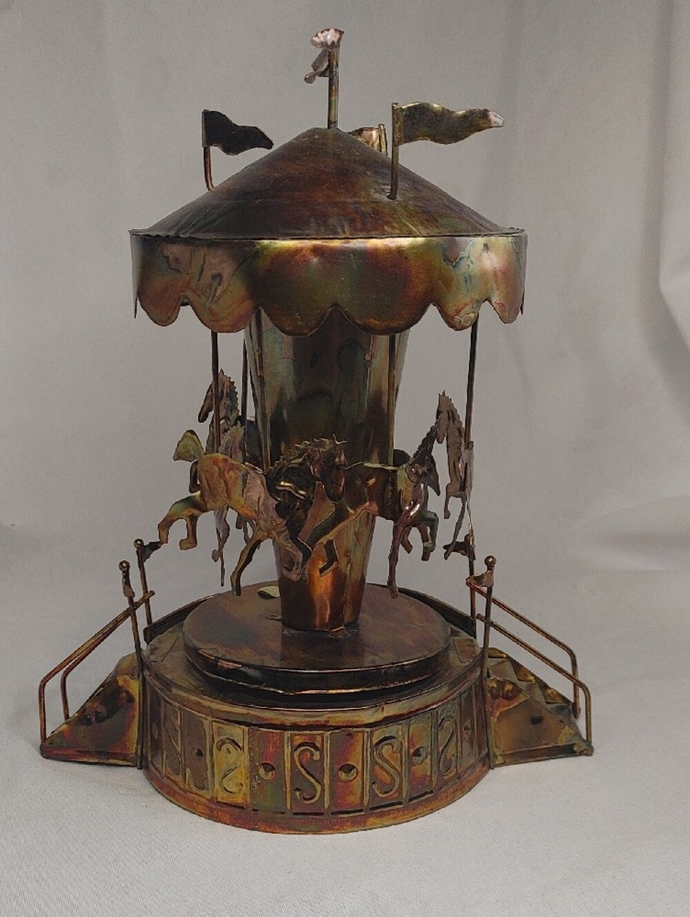 Brass Carousel Music Box Home Accent - Antique Brass Finish